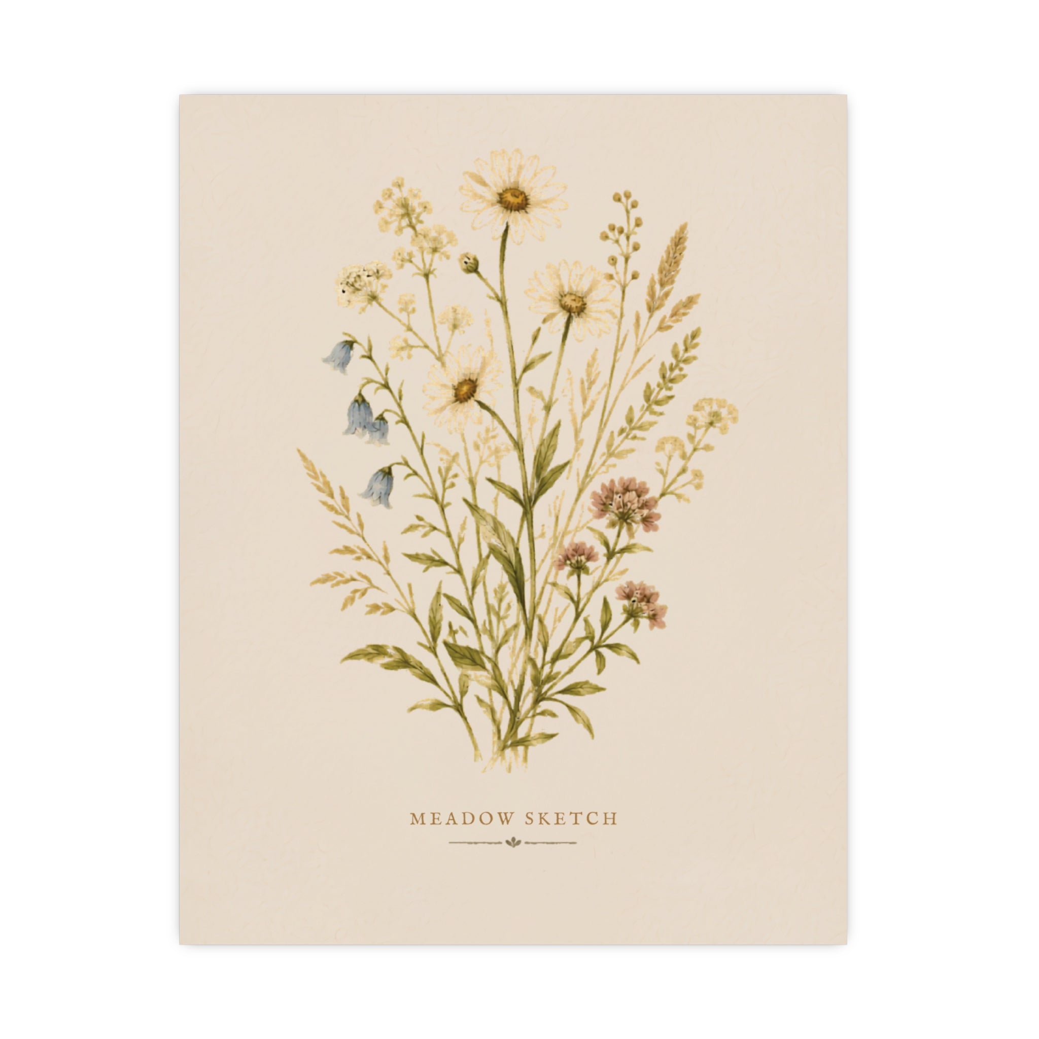 Meadow Sketch Botanical Matte Poster — Portrait