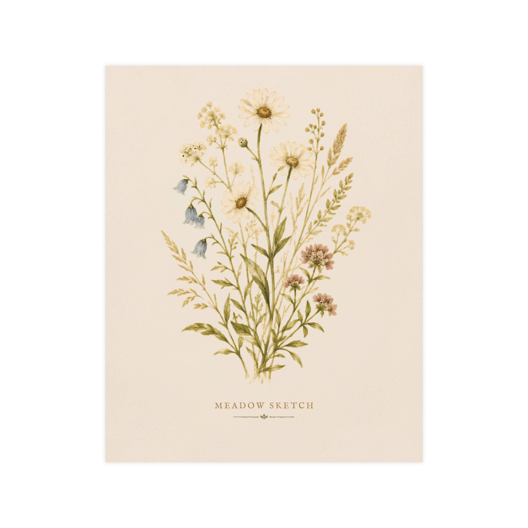 Meadow Sketch Botanical Matte Poster — Portrait