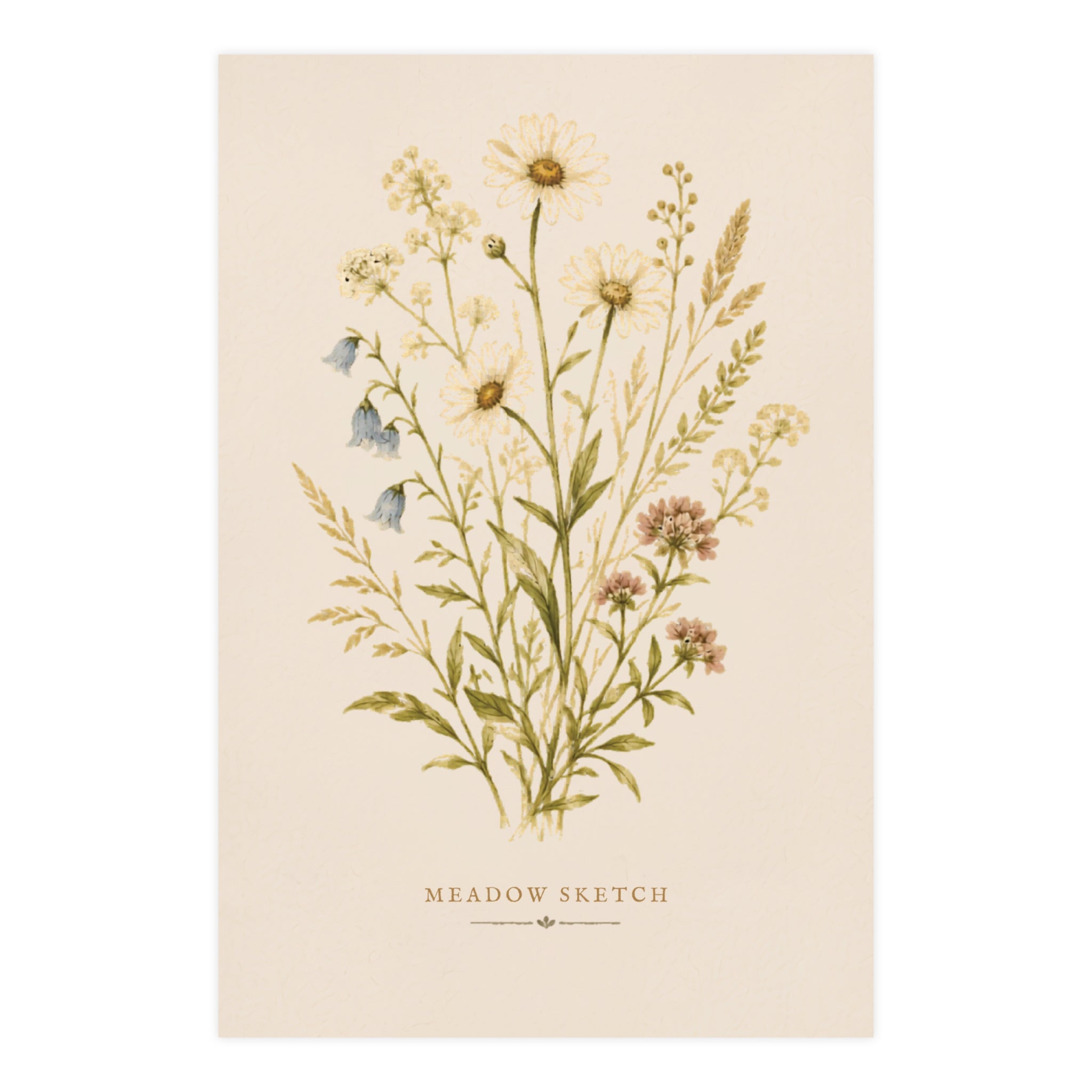 Meadow Sketch Botanical Matte Poster — Portrait