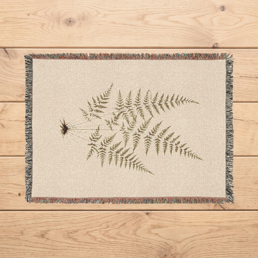 Fern Study Botanical Woven Throw Blanket