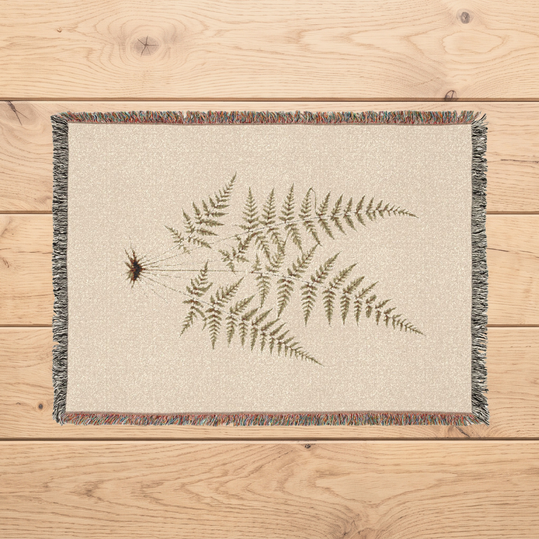 Fern Study Botanical Woven Throw Blanket