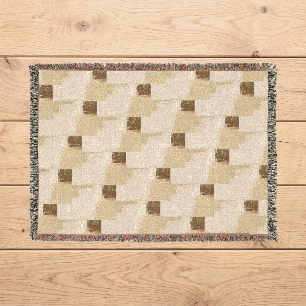 Neutral Abstract Woven Throw Blanket