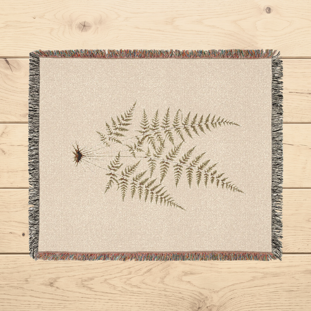 Fern Study Botanical Woven Throw Blanket