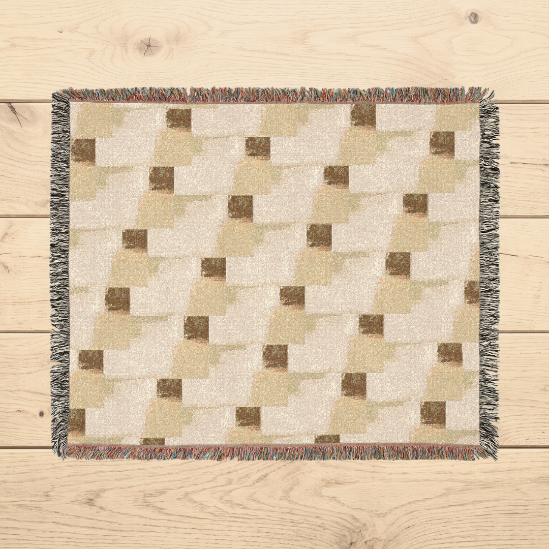 Neutral Abstract Woven Throw Blanket