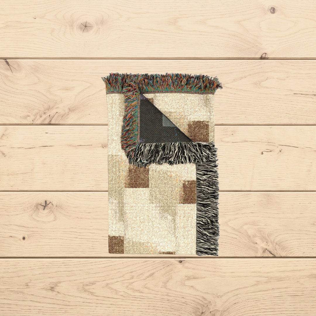 Neutral Abstract Woven Throw Blanket