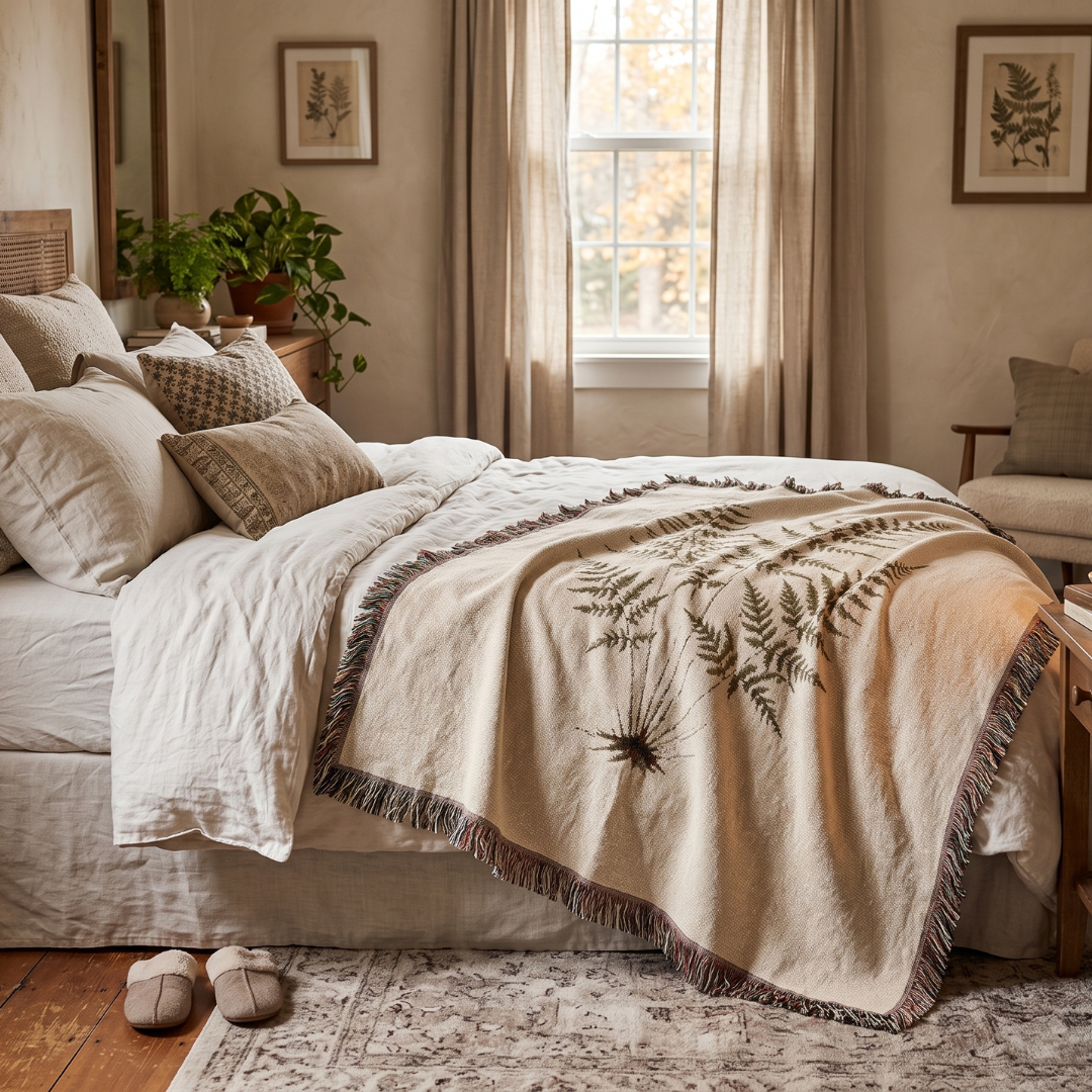 Fern Study Botanical Woven Throw Blanket
