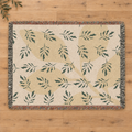 Botanical Leaf Pattern Woven Throw Blanket