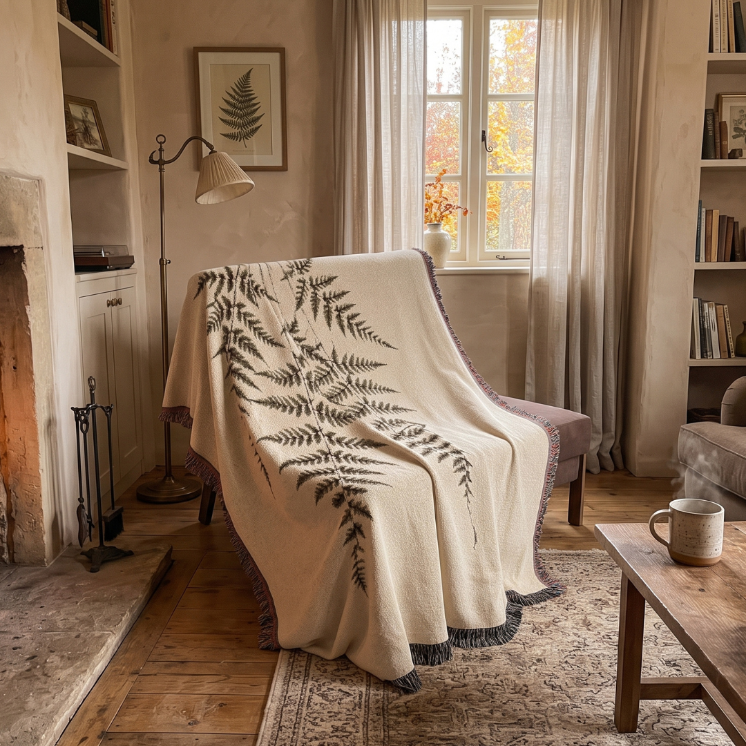 Fern Study Botanical Woven Throw Blanket