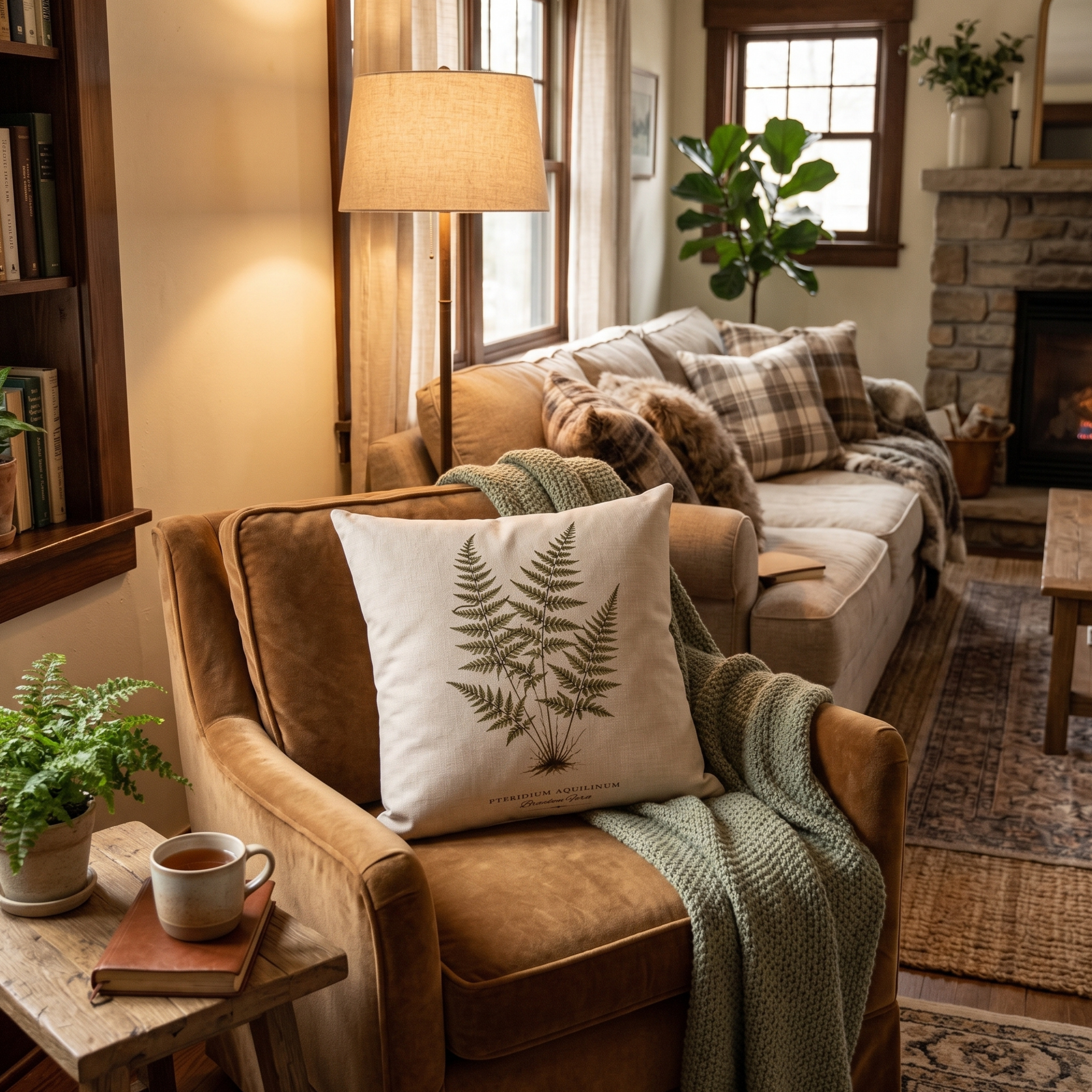 Fern Study Botanical Throw Pillow