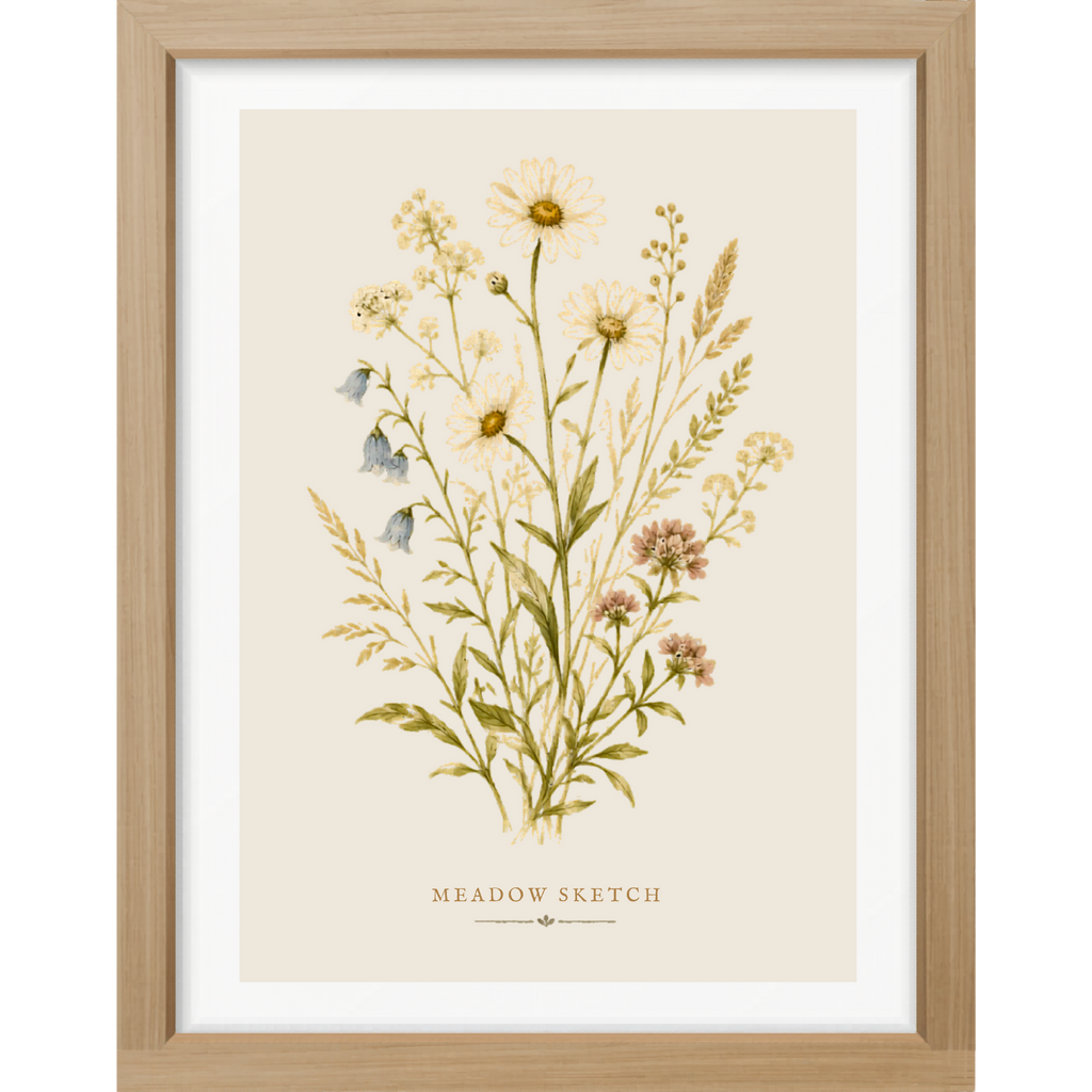 Meadow Sketch Botanical Matte Poster — Portrait