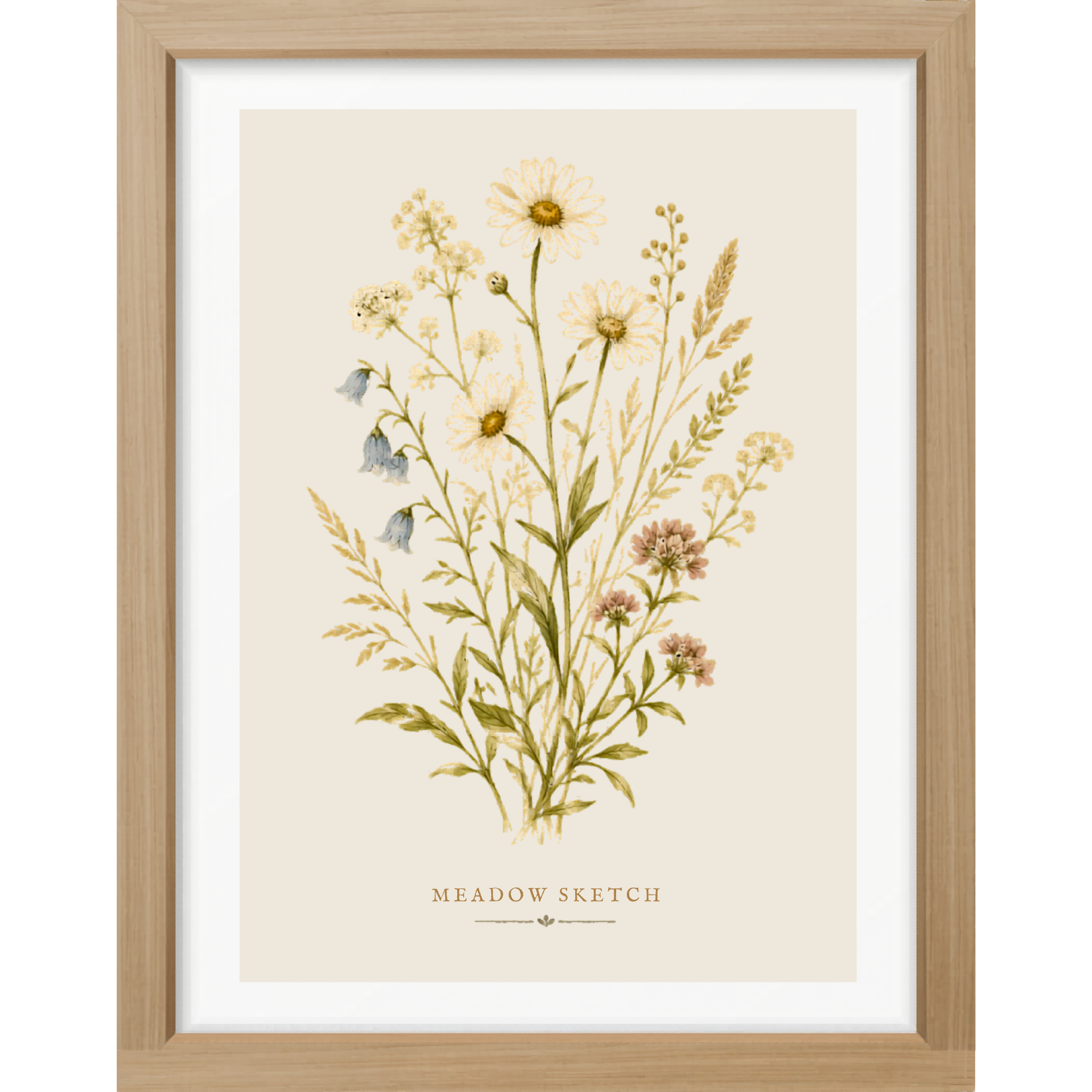Meadow Sketch Botanical Matte Poster — Portrait