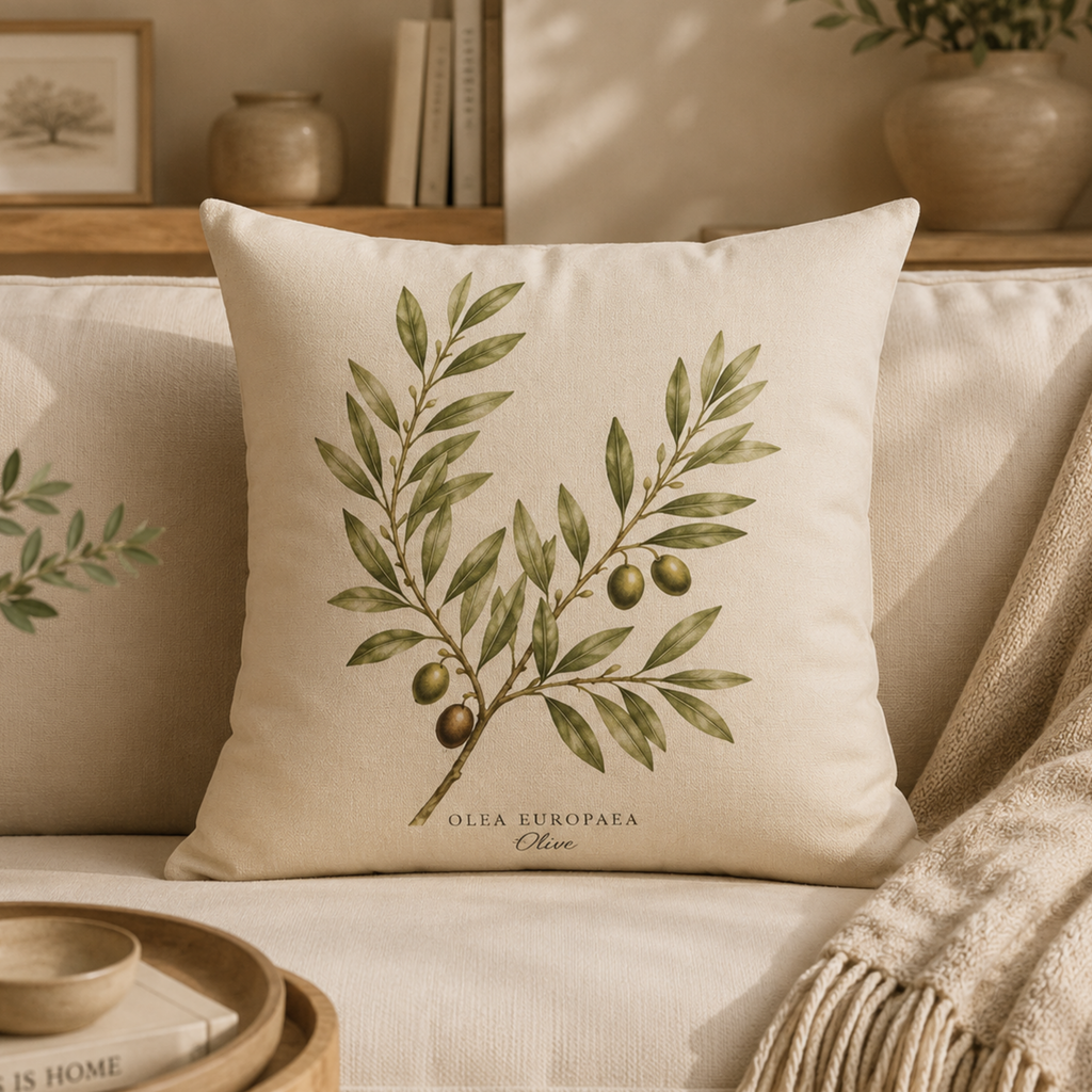 Olive Branch Study Botanical Throw Pillow