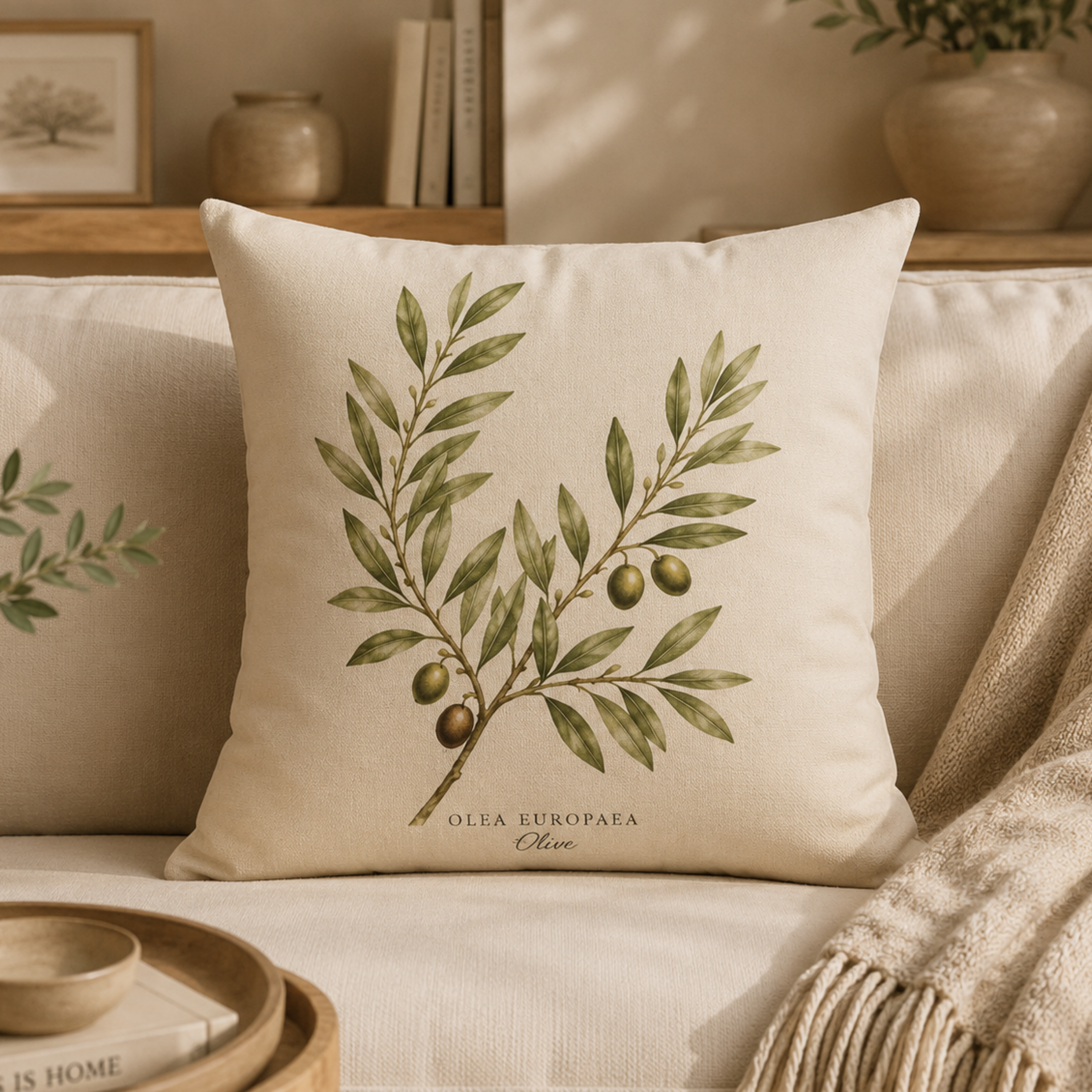 Olive Branch Study Botanical Throw Pillow